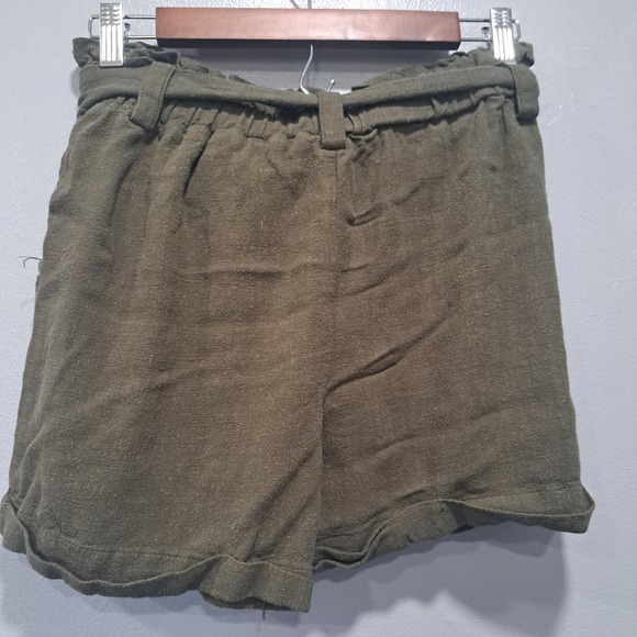 Aeropostale Womens Olive Green Paperbag Waist Linen Blend Shorts Size M RN154379 - Picture 3 of 5